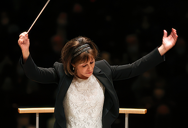 Falletta conducting the BPO at Carnegie Hall, 2022